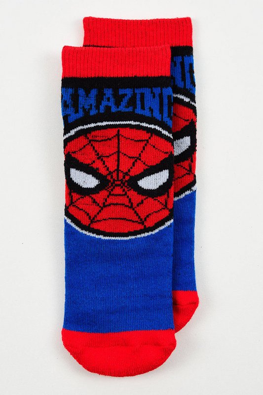Lot von 96 Einheiten | Rutschfeste Spiderman-Frottee-Socken für Kinder | Offiziell lizenzierte Produkte | SUN CITY-Gruppe