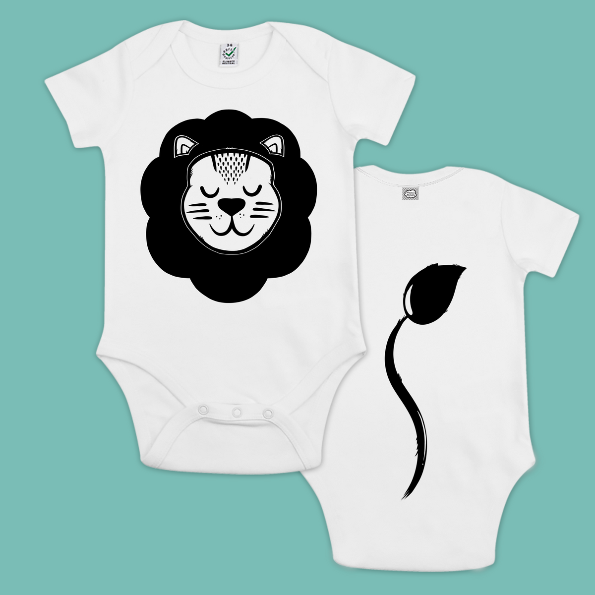 Body neonato in cotone biologico Lion - maniche corte