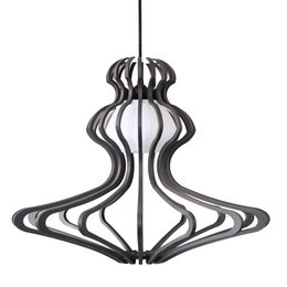  Black pendant light, sculptural wavy design, 55cm diameter, modern artistic fixture with diffuser