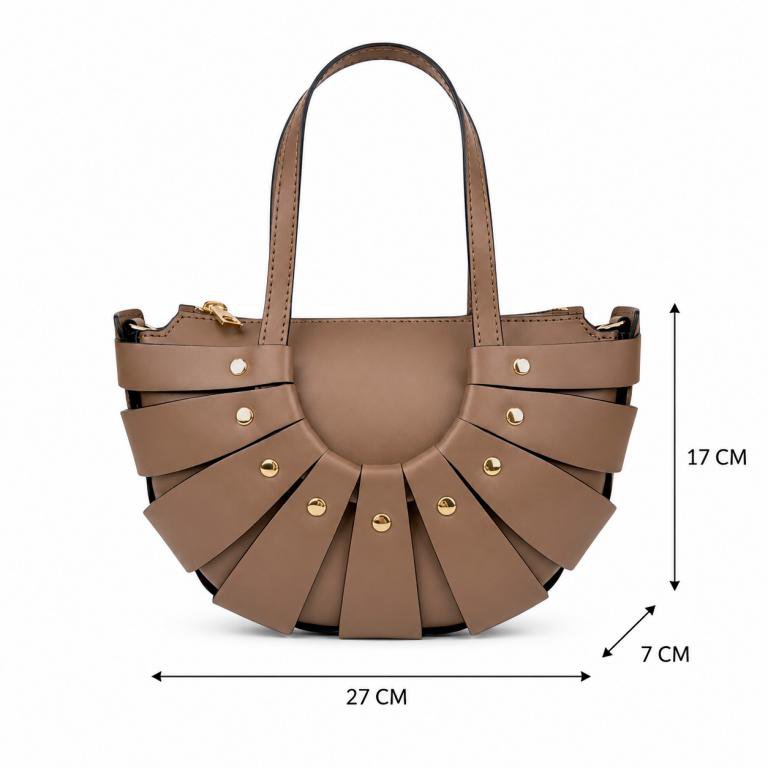 Leather Handbag with Original Design and Studs 58054
