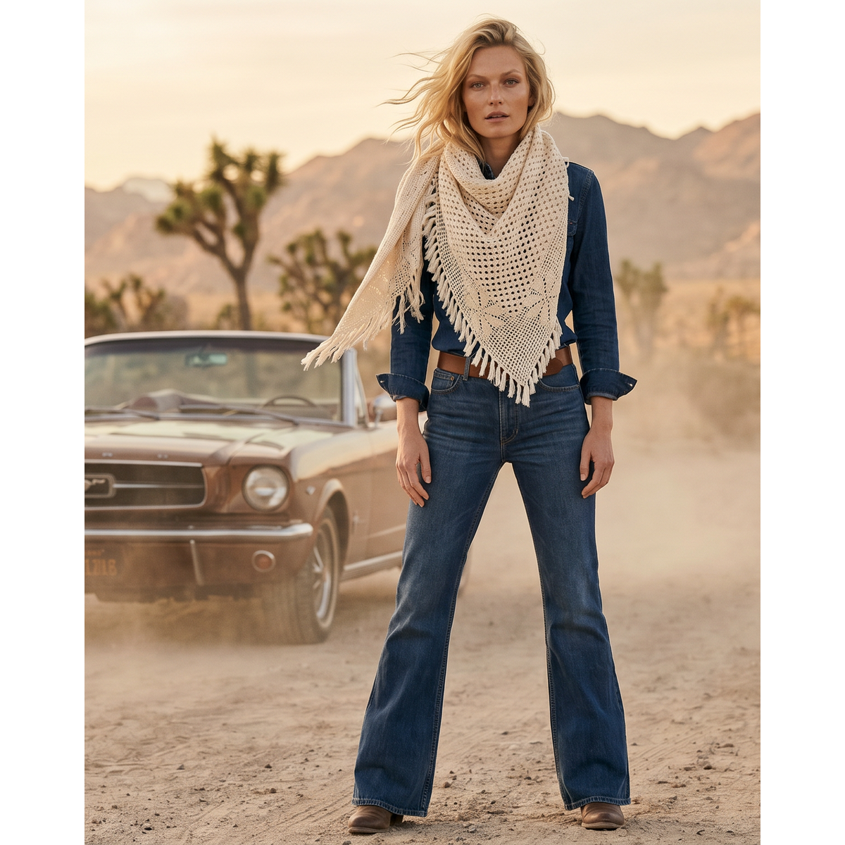 Cashmere scarf Quito hand crocheted triangle