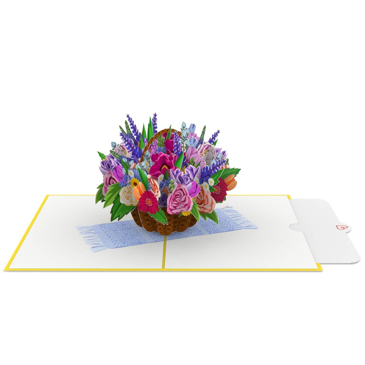 Kleurrijke bloemenmand pop-up kaart