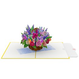 Kleurrijke bloemenmand pop-up kaart