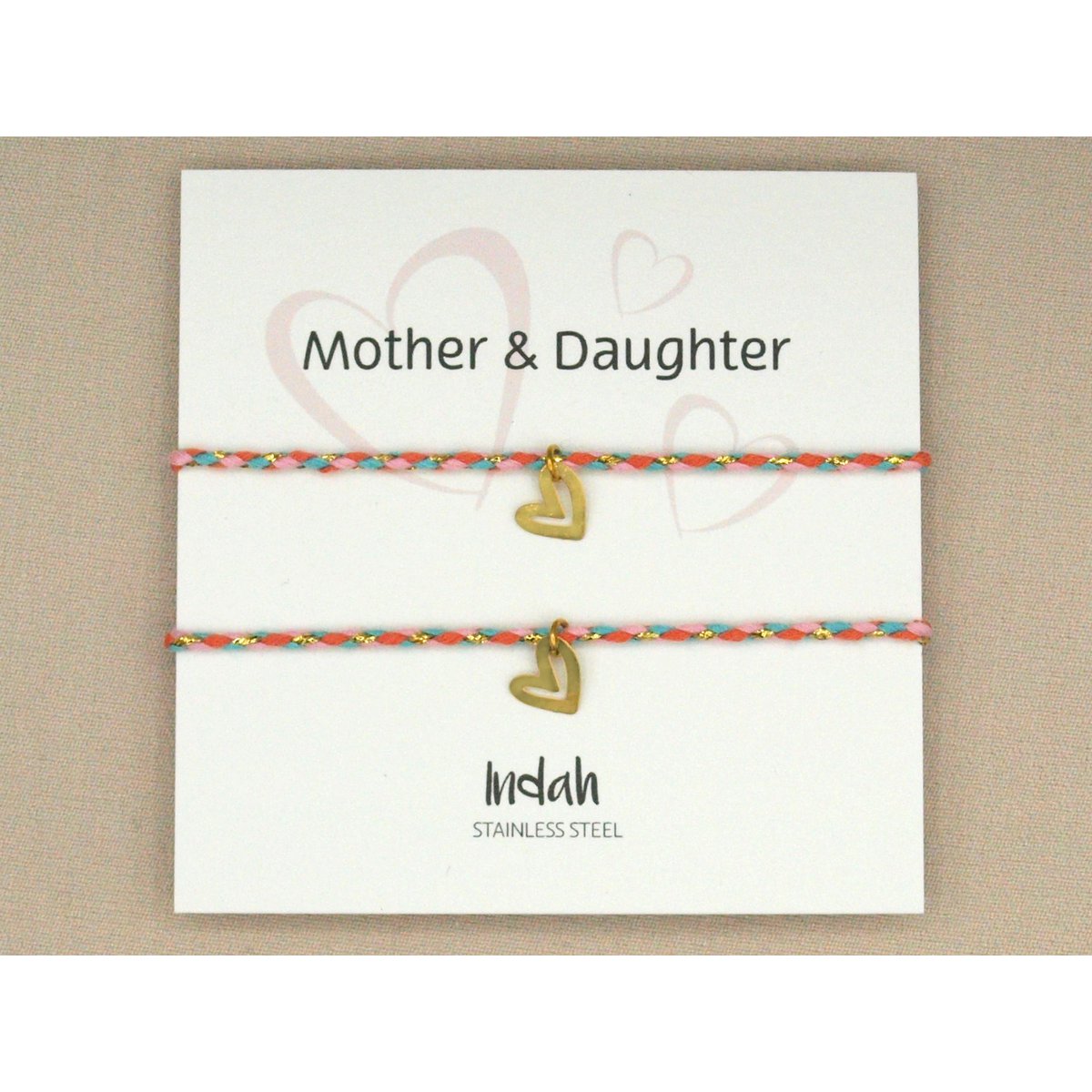 Moeder en dochter armbandenset multi color, stainless steel