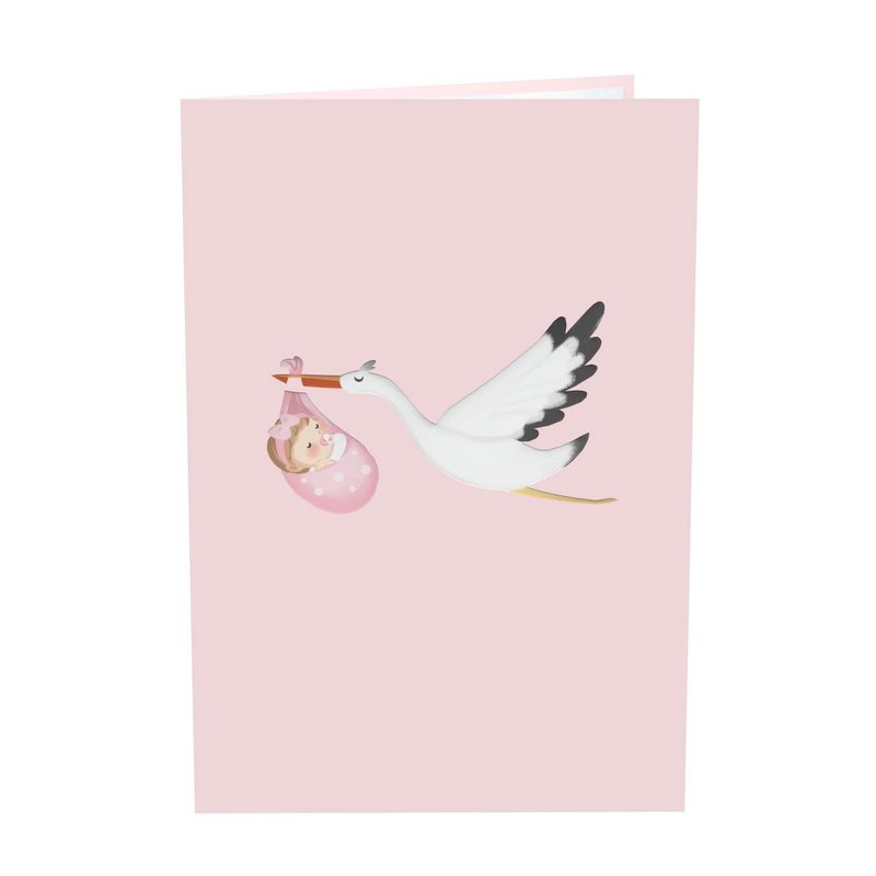 Stork & Baby (roze) pop-upkaart