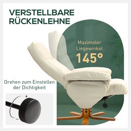 Relaxation chair with stool, 360° rotating TV chair with reclining function, reading chair for bedroom, living room, faux leather, brown