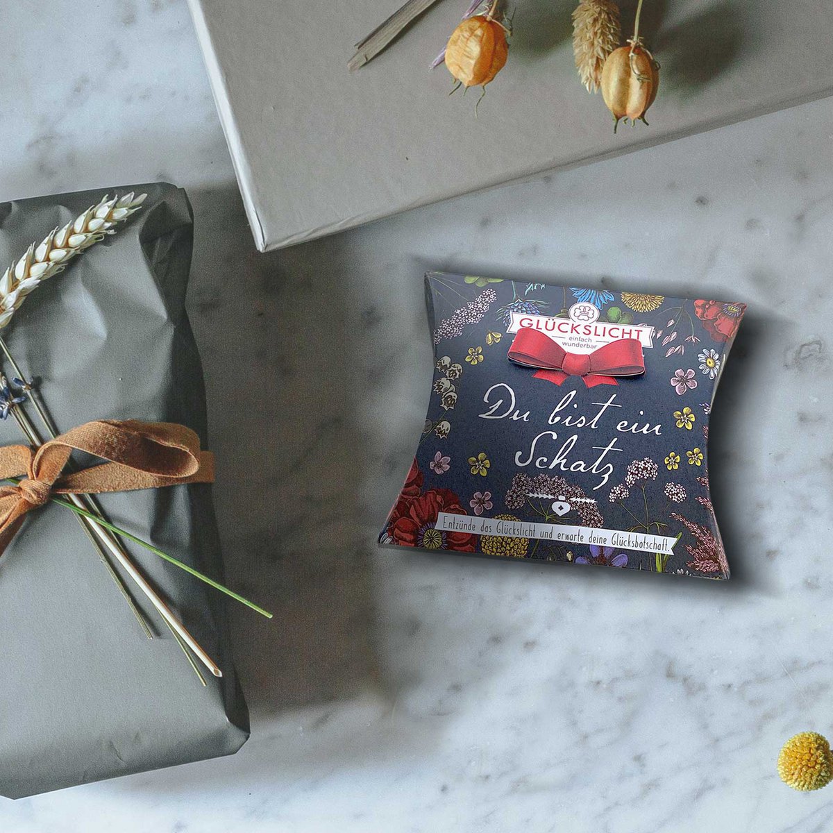 Glückslicht / In der Geschenkbox mit ausgestanzter Schleife 🎀  / Vintage / Du bist ein Schatz
