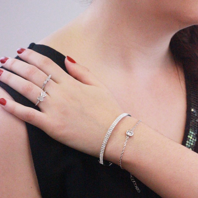 Bransoletka Glamour - Argenté et Cristal