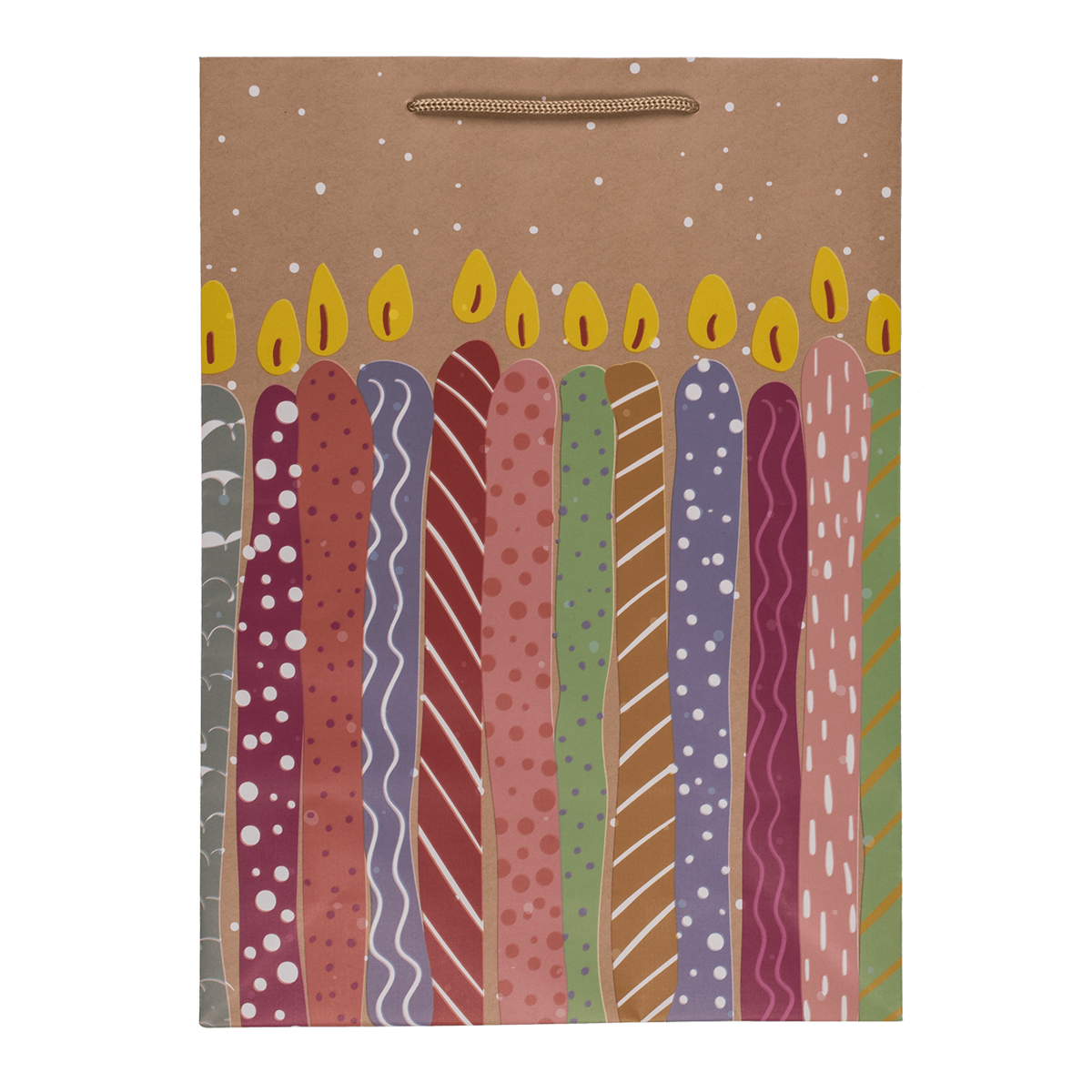 Paper gift bag, ballooons & candles,