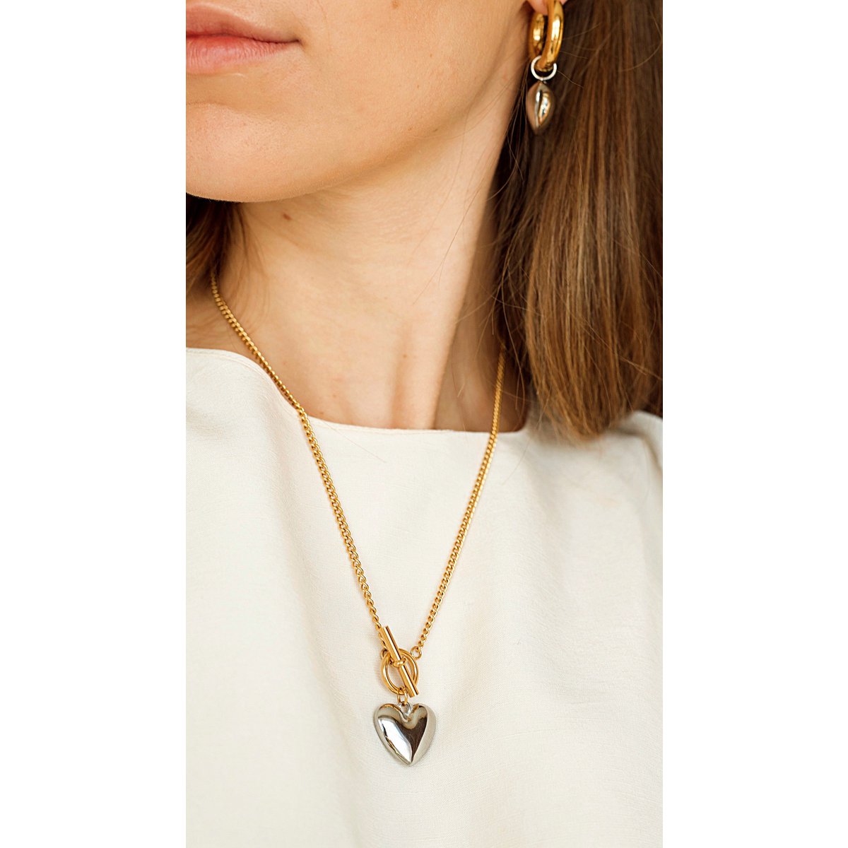 Champ - Heart Earrings and Necklace Set