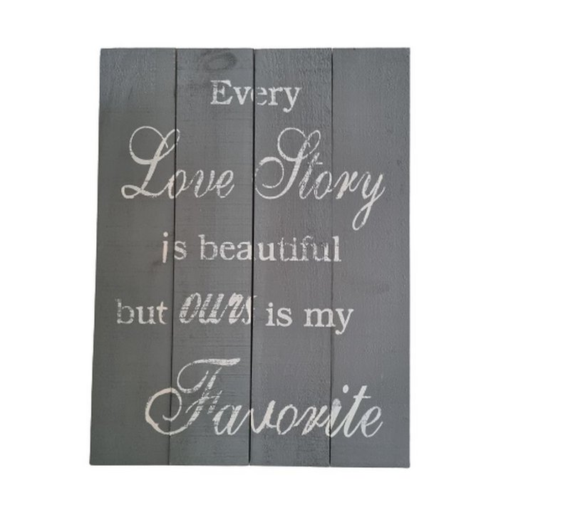 Cartel de madera "Historia de amor"