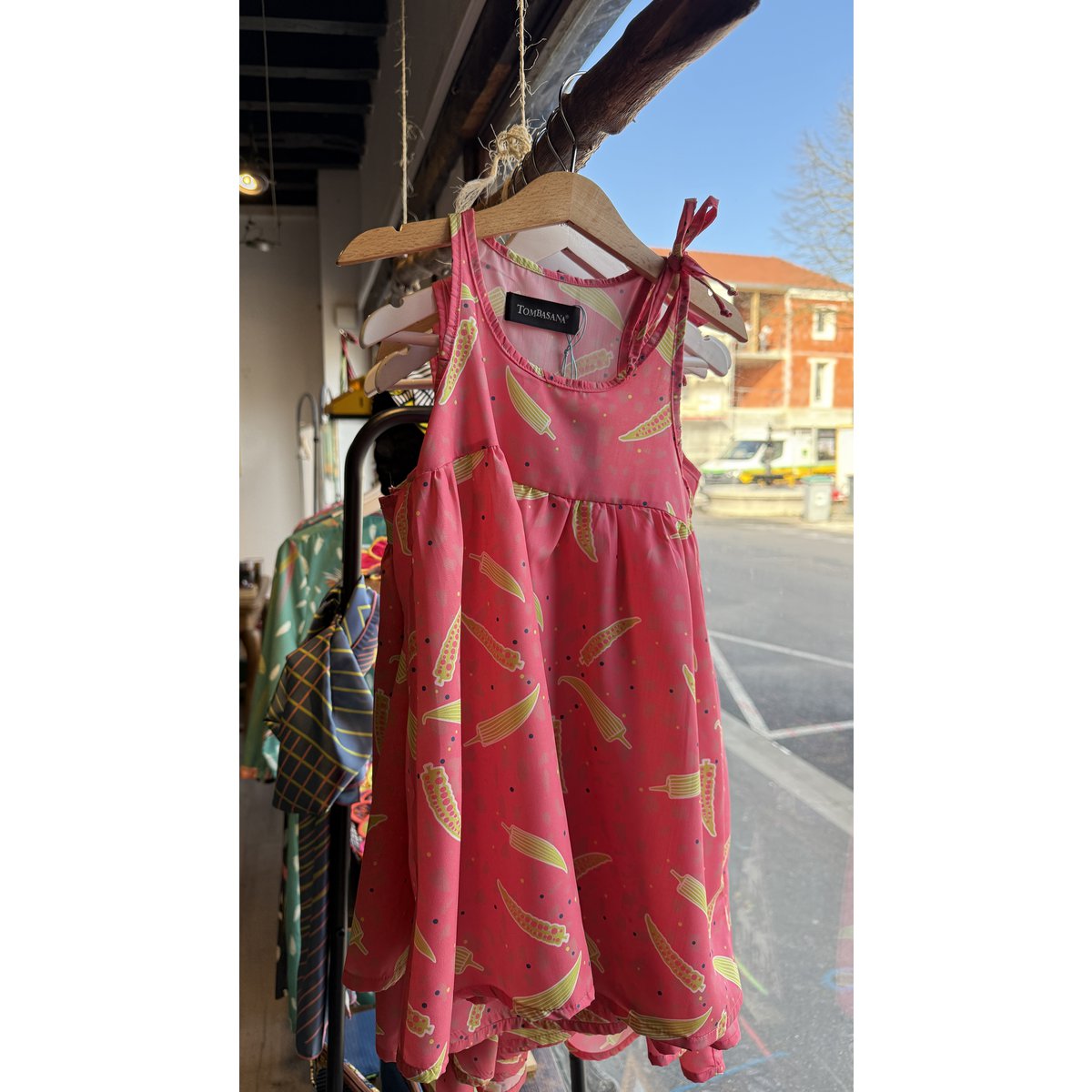 Meisjesjurk Tombasana - Pink Gombo Print