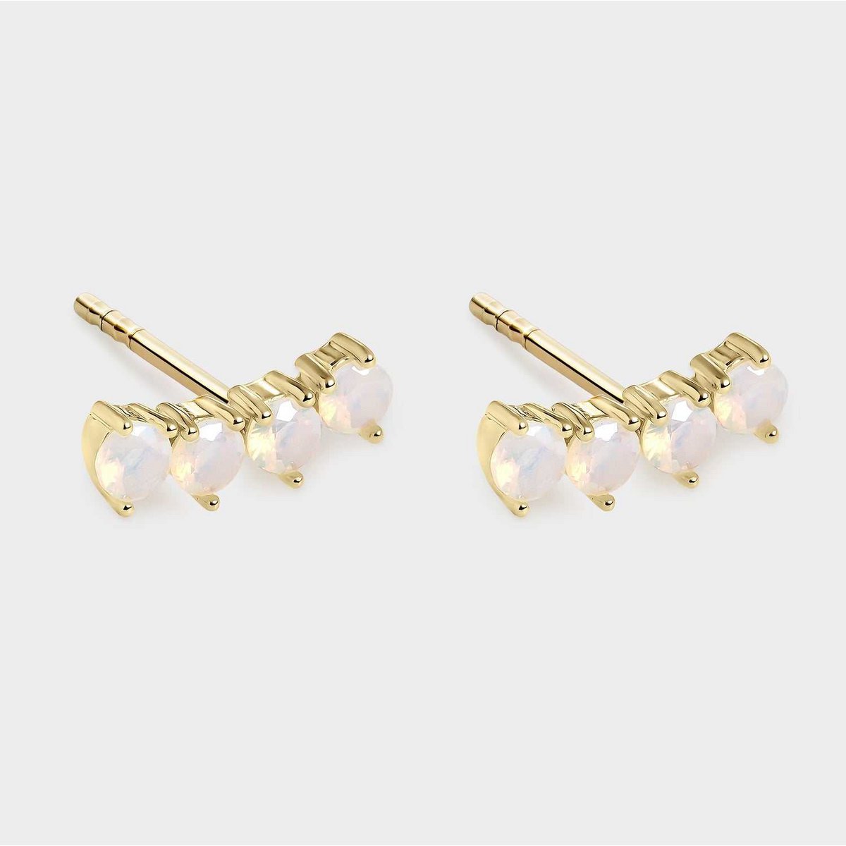 White opal gold curve earrings