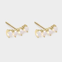 White opal gold curve earrings