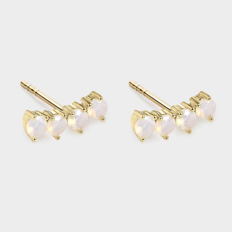 White opal gold curve earrings
