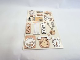 Wooden busy board for toddler- Beige busy board