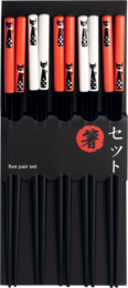 Edo Chopstick Set, 5 pair Cats white/red