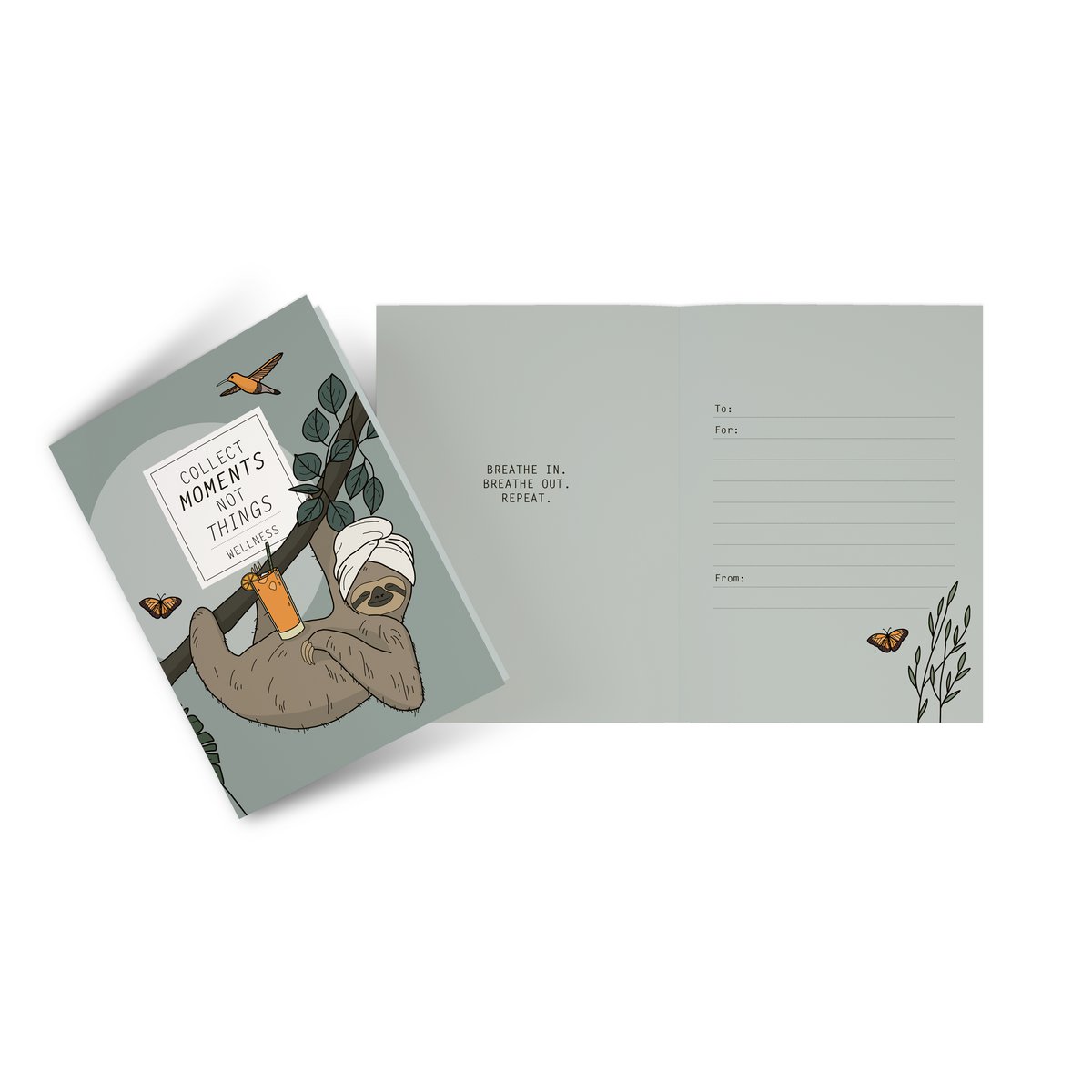 Carte pliante Collect Moments not Things Wellness, paresseux