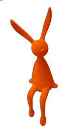 Orange rabbit sitting decoration, long ears, Easter plush toy figurine