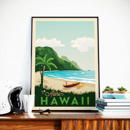 Vintage Hawaï-poster | Premium poster Hawaii Island Verenigde Staten