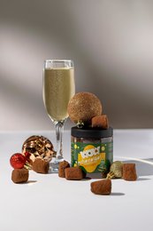 Champagne juletrøfler gavekrukke 130g | Mousserende feriechokolade