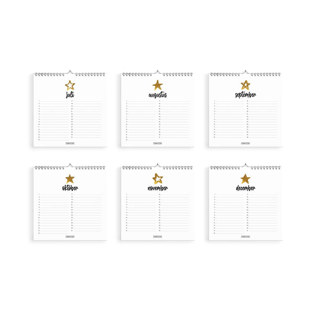 Sustainable birthday calendar Star 21x21 cm – Minimalist square calendar