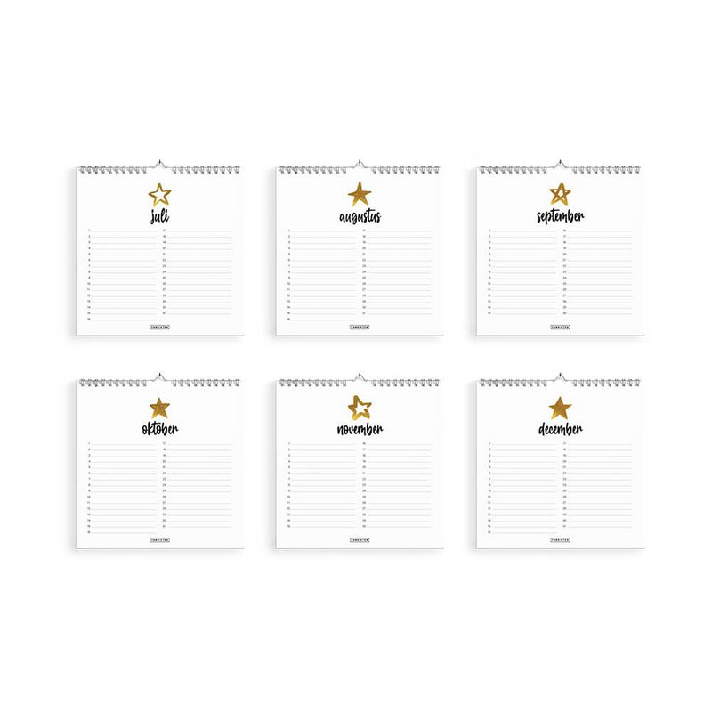 Bæredygtig fødselsdagskalender Stjerne 21x21 cm – Minimalistisk firkantet kalender