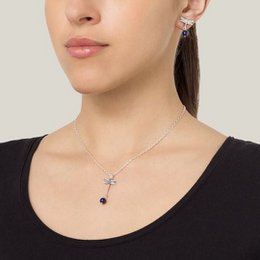 Lapis lazuli dragonfly necklace and earring set