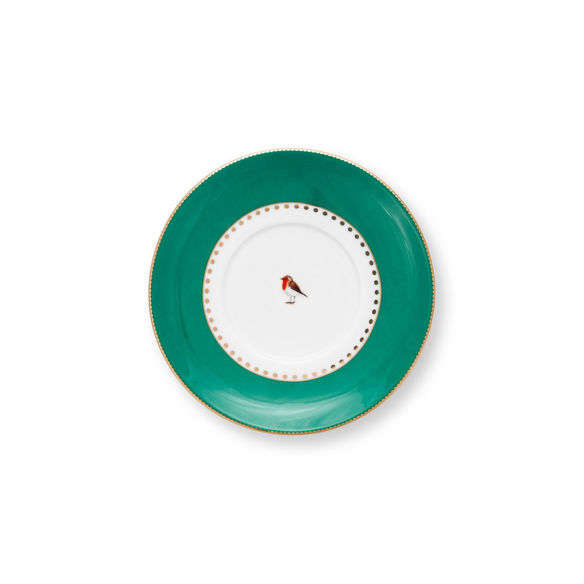Set/2 Espresso Cups & Saucers Love Birds Stripes Emerald-Green