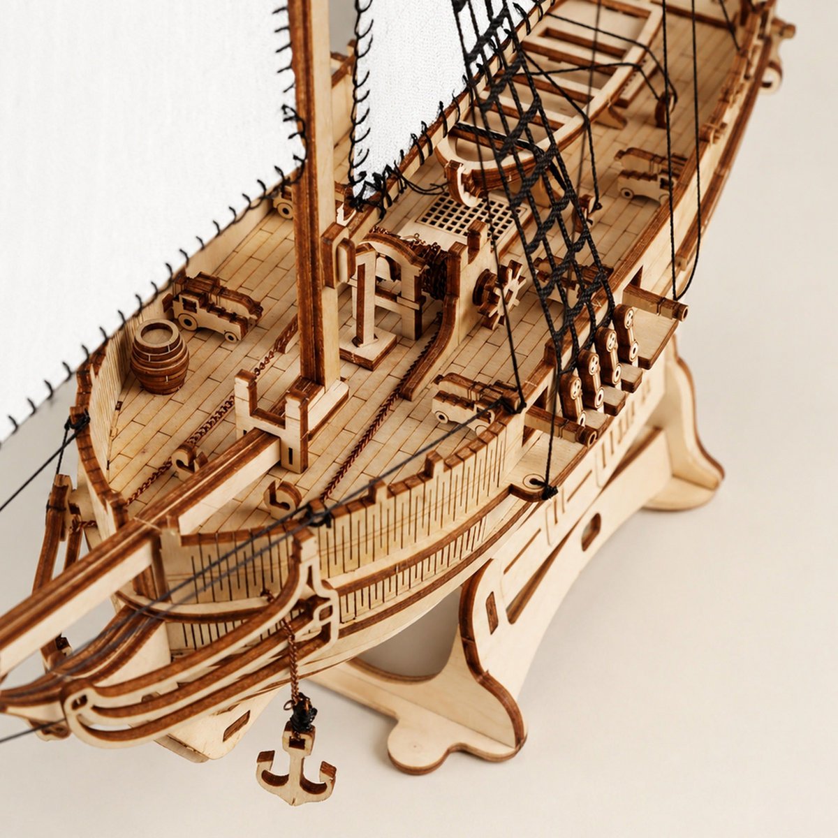 Schoner aus Holz zum Bauen Pilger – 3D-Holzpuzzle 292 Teile, Schiffsmodell mit Segeln und Takelage, Modellbausatz ab 12 Jahren