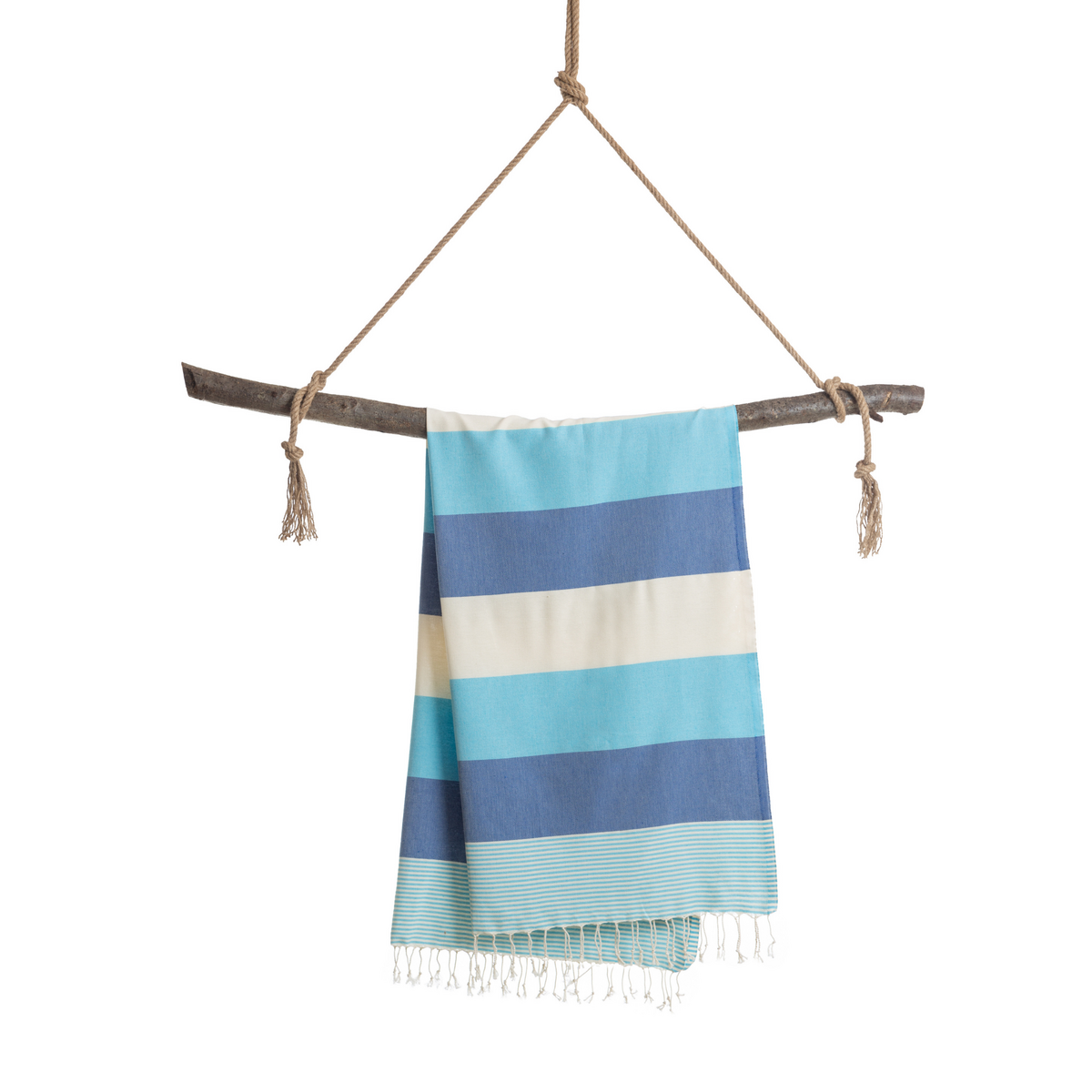 HANDDOEK TO GO PALERMO Katoenen strandlaken 180x100 cm | Sneldrogende zwembadhanddoek | Blauw/Turkoois | met geschenkdoos