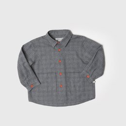 Gray checked shirt with pockets, suitable for children aged 2-10 years.