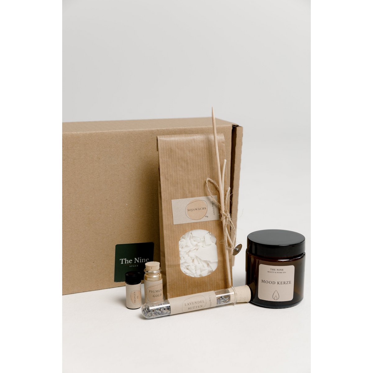 CANDLE BOX MINI - DIY SET MAKE CANDLES YOURSELF - DIY Kit brown glass