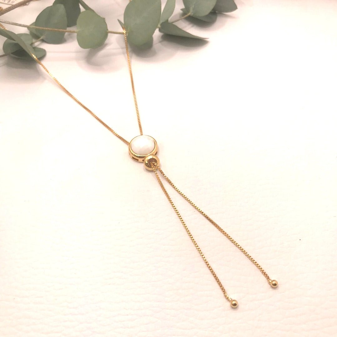 Cravatta collana con pietre preziose - Porcellana perlata