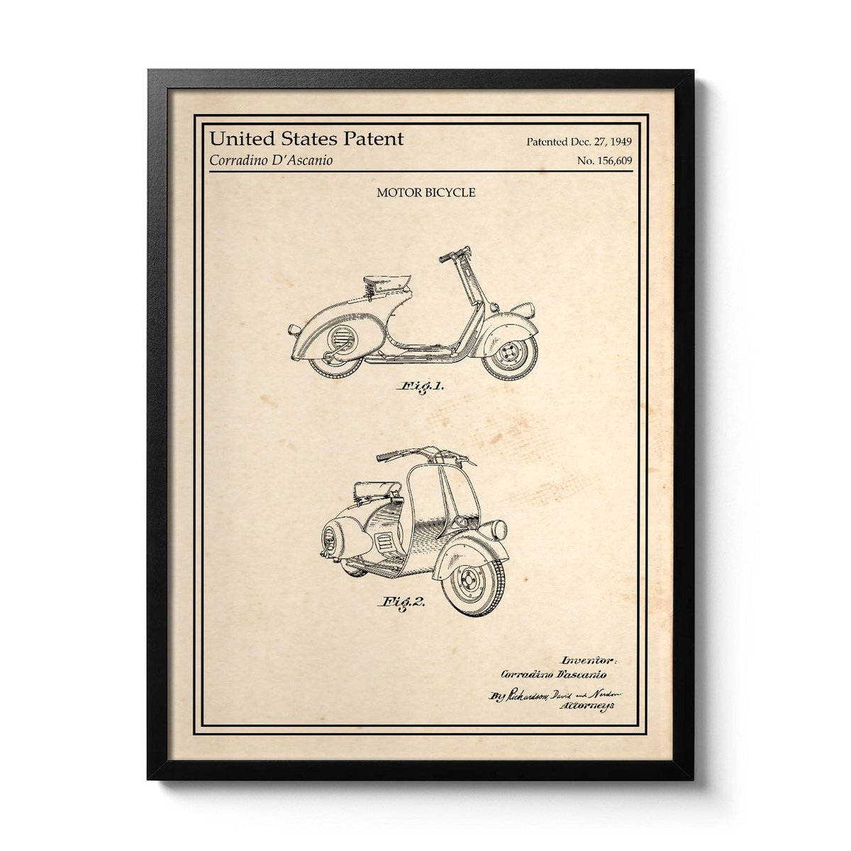 Affiche brevet Scooter Vespa