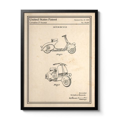 Affiche brevet Scooter Vespa