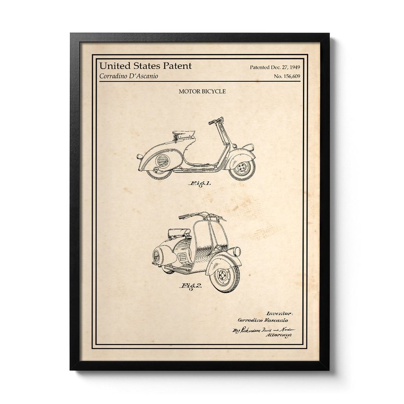 Affiche brevet Scooter Vespa