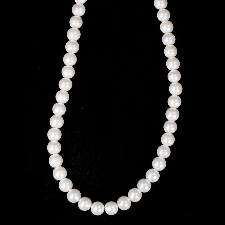 Perlehalskæde 8mm, 78cm, hvid
