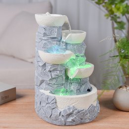 Indoor Fountain - Ganda - Natural Stone Effect Waterfall - Colorful Led Light - Zen Decoration and Gift Idea