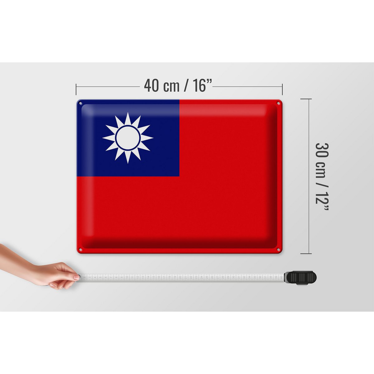 Tin Sign Flag China 40x30cm Flag of Taiwan