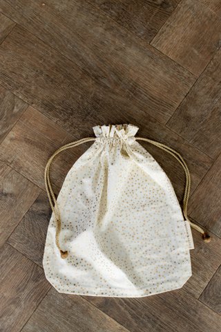 Stoffgeschenktüten Double Drawstring - Luxe Gold Collection - Vanille / Konfetti