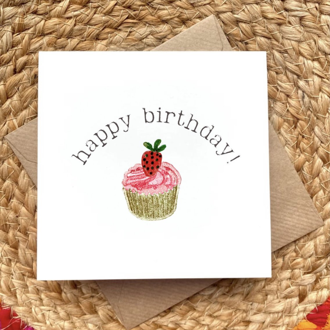 Card Happy Birthday Cupcake Strawberry