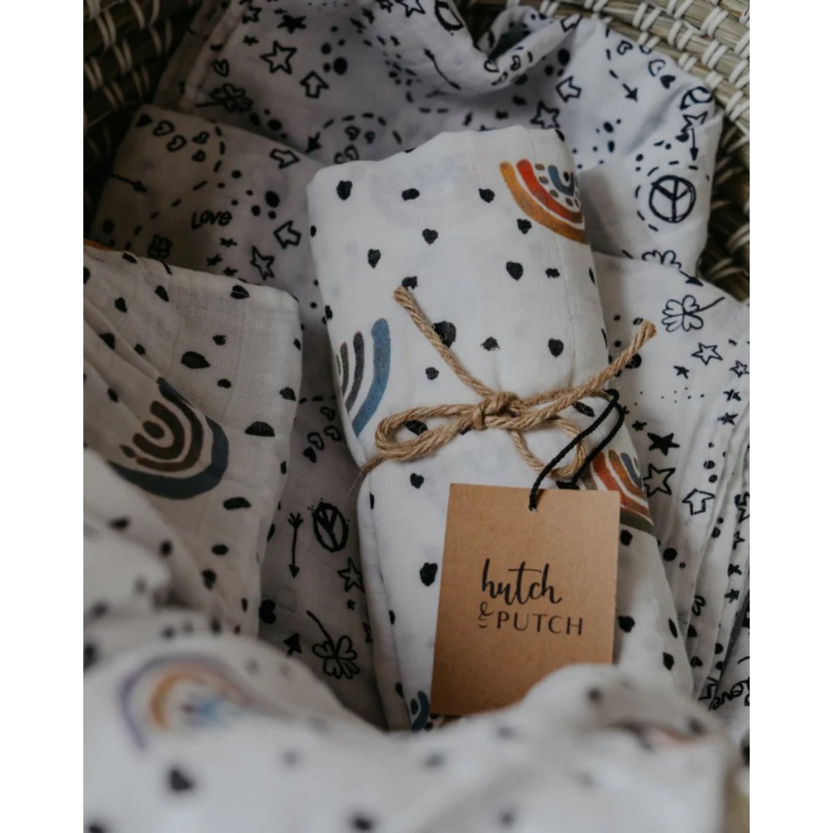 Muslin cloth organic cotton 120x120cm • Rainbow