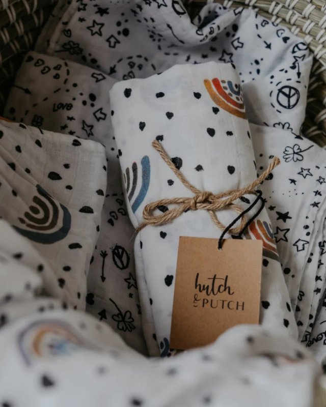 Muslin cloth organic cotton 120x120cm • Rainbow