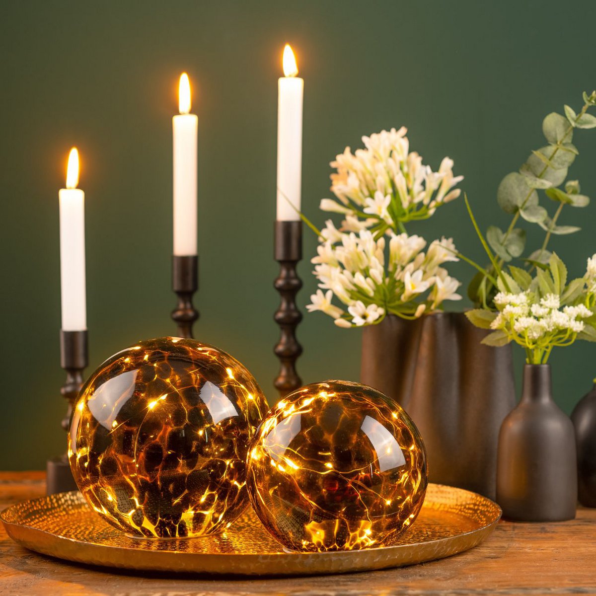 Metal candle holder black (W/H/D) 6x17x6cm