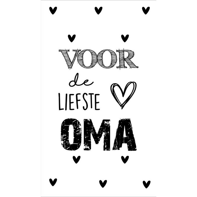 Kaartje 5 bij 8.5 cm met tekst Voor de liefste oma.