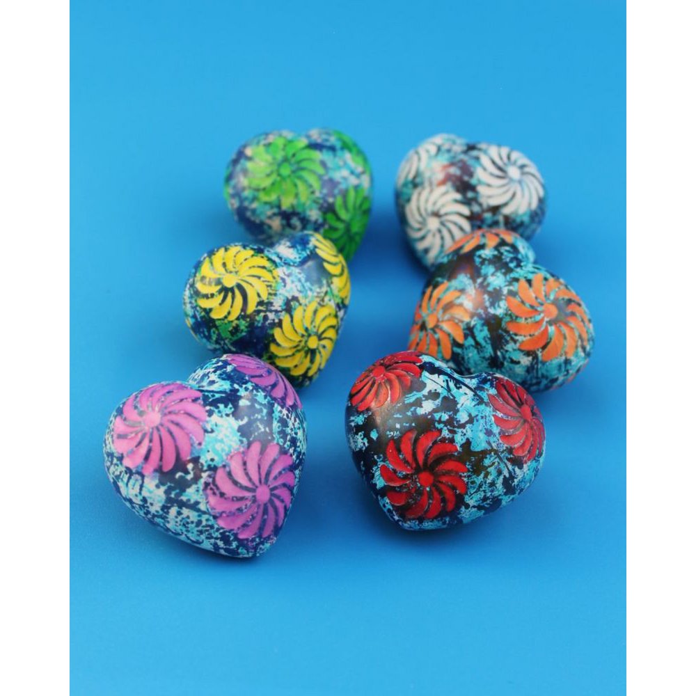 Herz medium Blume blau - Speckstein