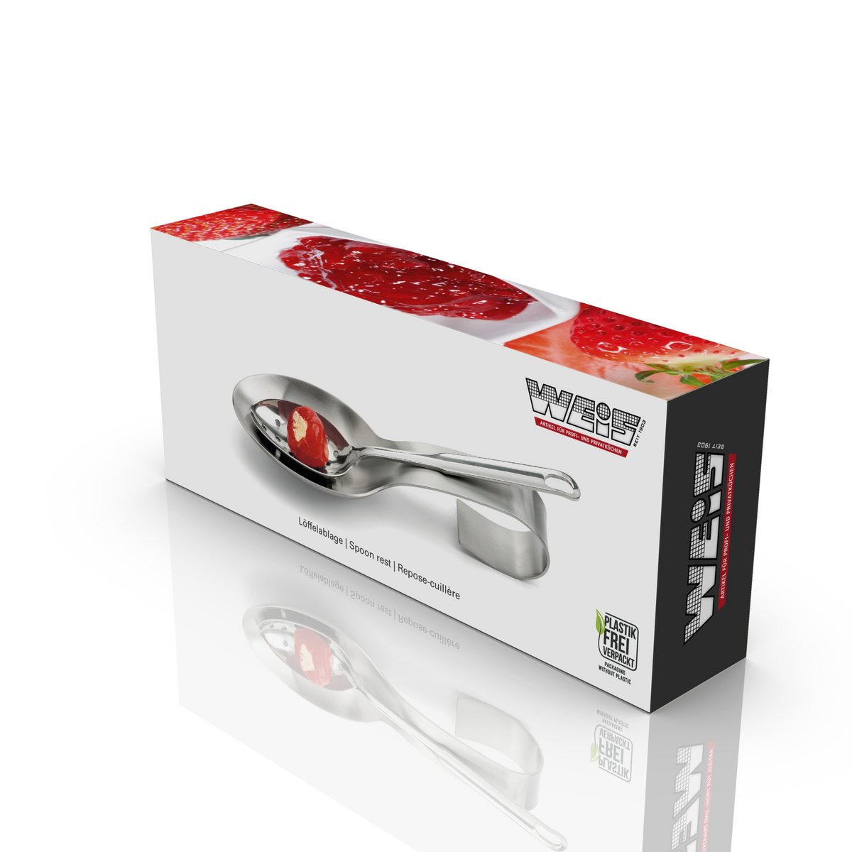 Spoon rest made of satined stainless steel, heavy design