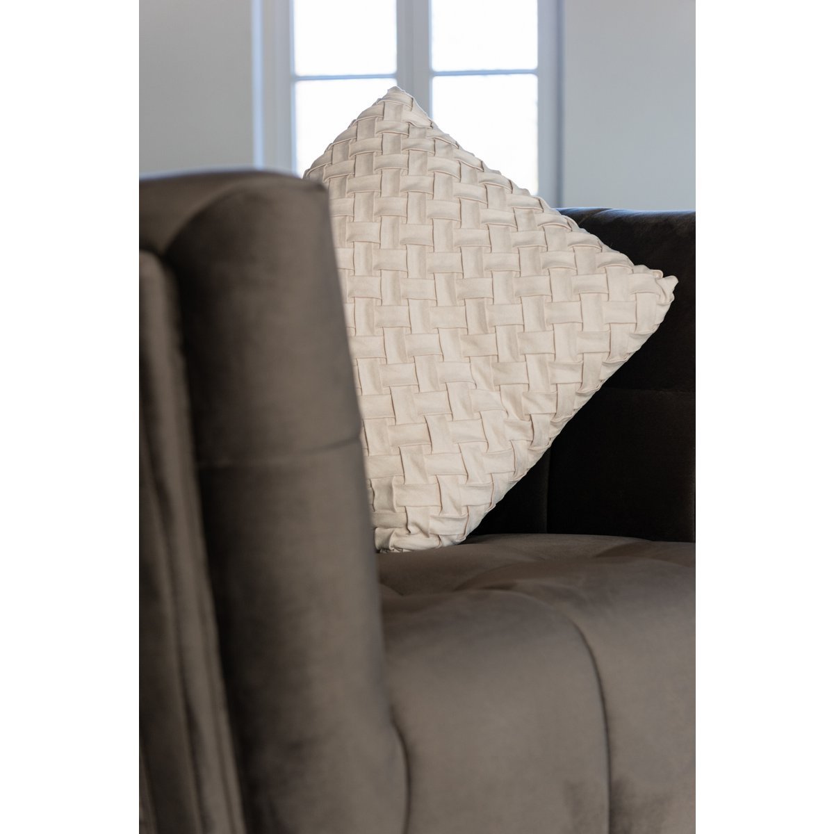 J-Line kussen Gewoven - polyester - beige