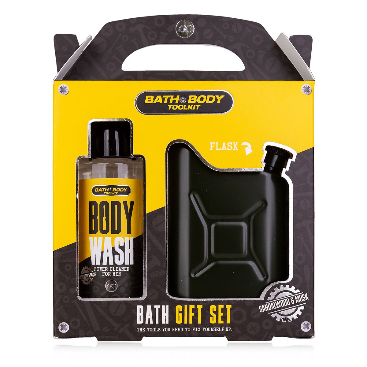 Set de regalo para hombres Bath + Body Toolkit con acero inoxidable Flachmann